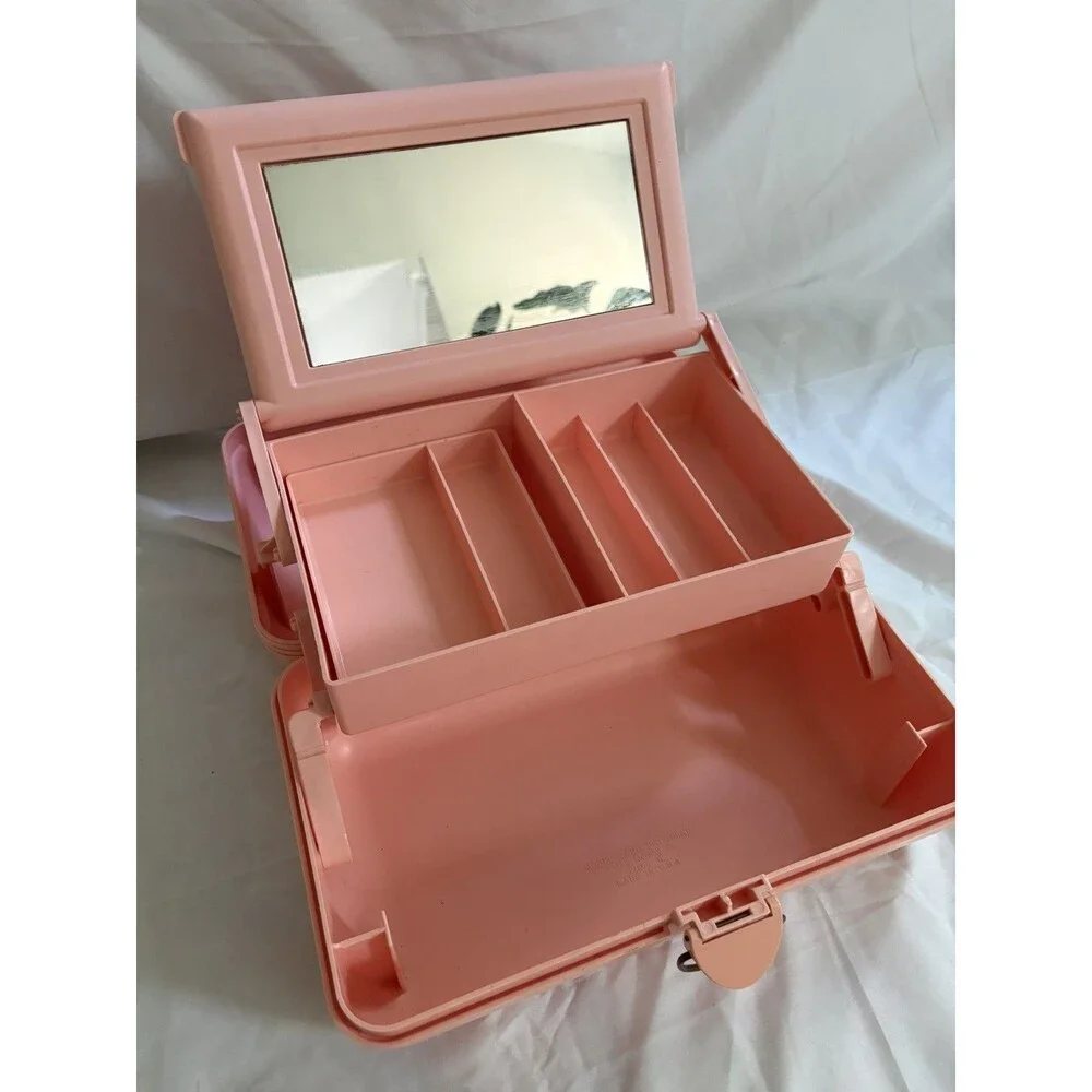Vintage 90s Pink Caboodles Makeup Jewelry Carrying Case #2425 Organizer Y2K